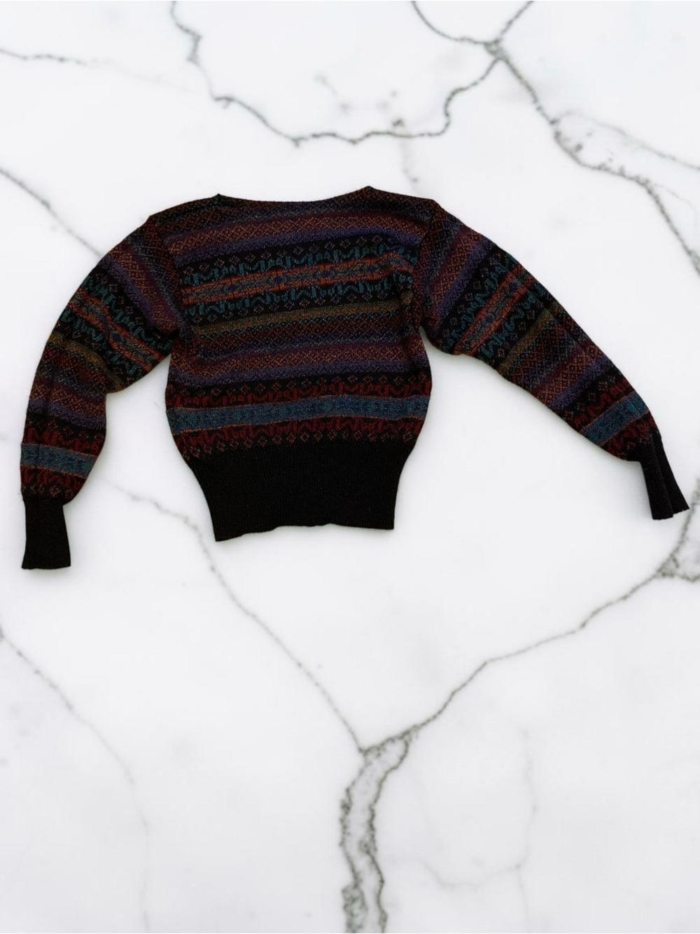 Black Multi-Striped Crew Neck Sweater